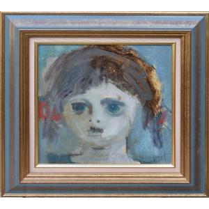 Jean-pierre Chaput "portrait Of A Child" Oil On Cardboard 30x30